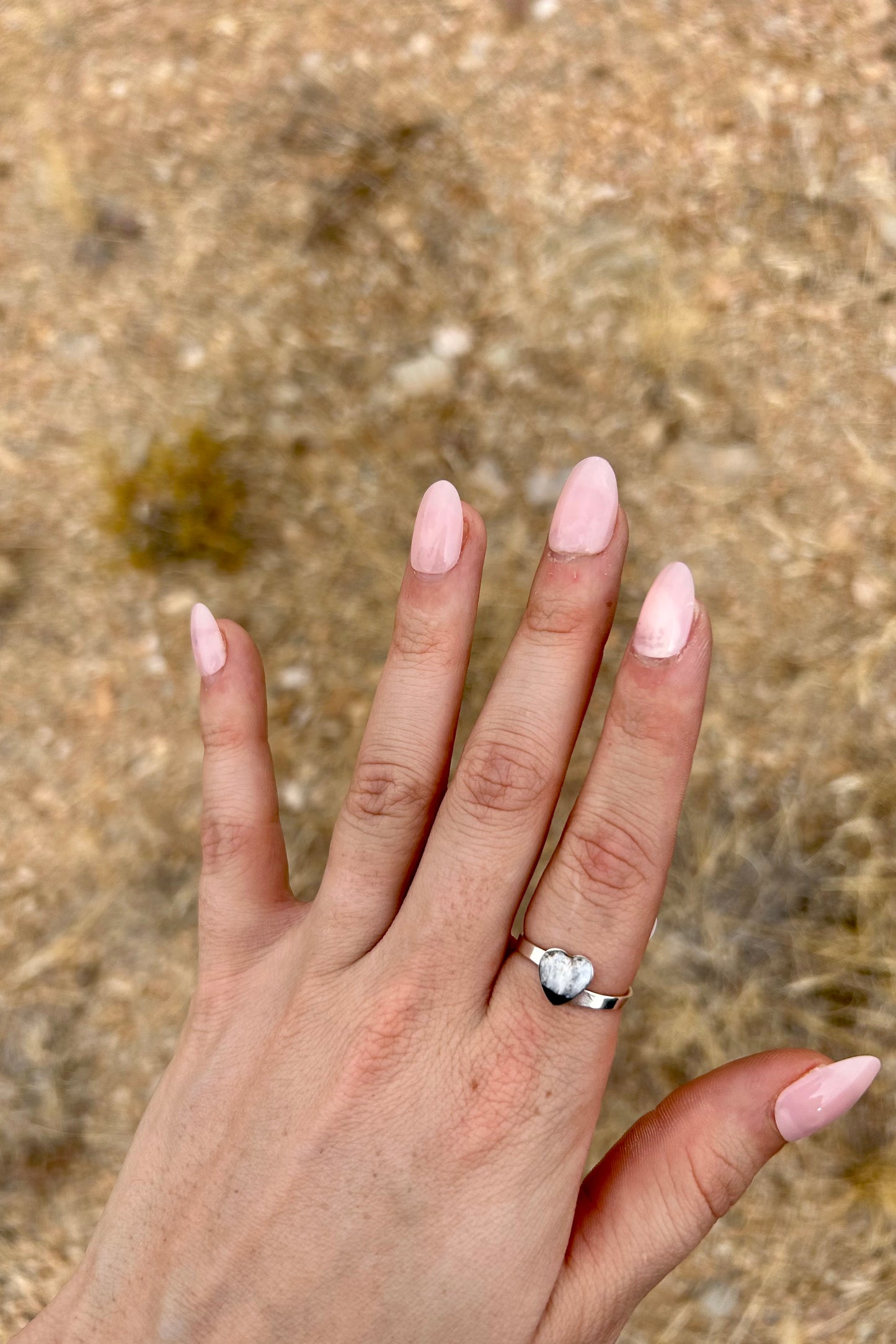 White Buffalo Heart Adjustable Ring
