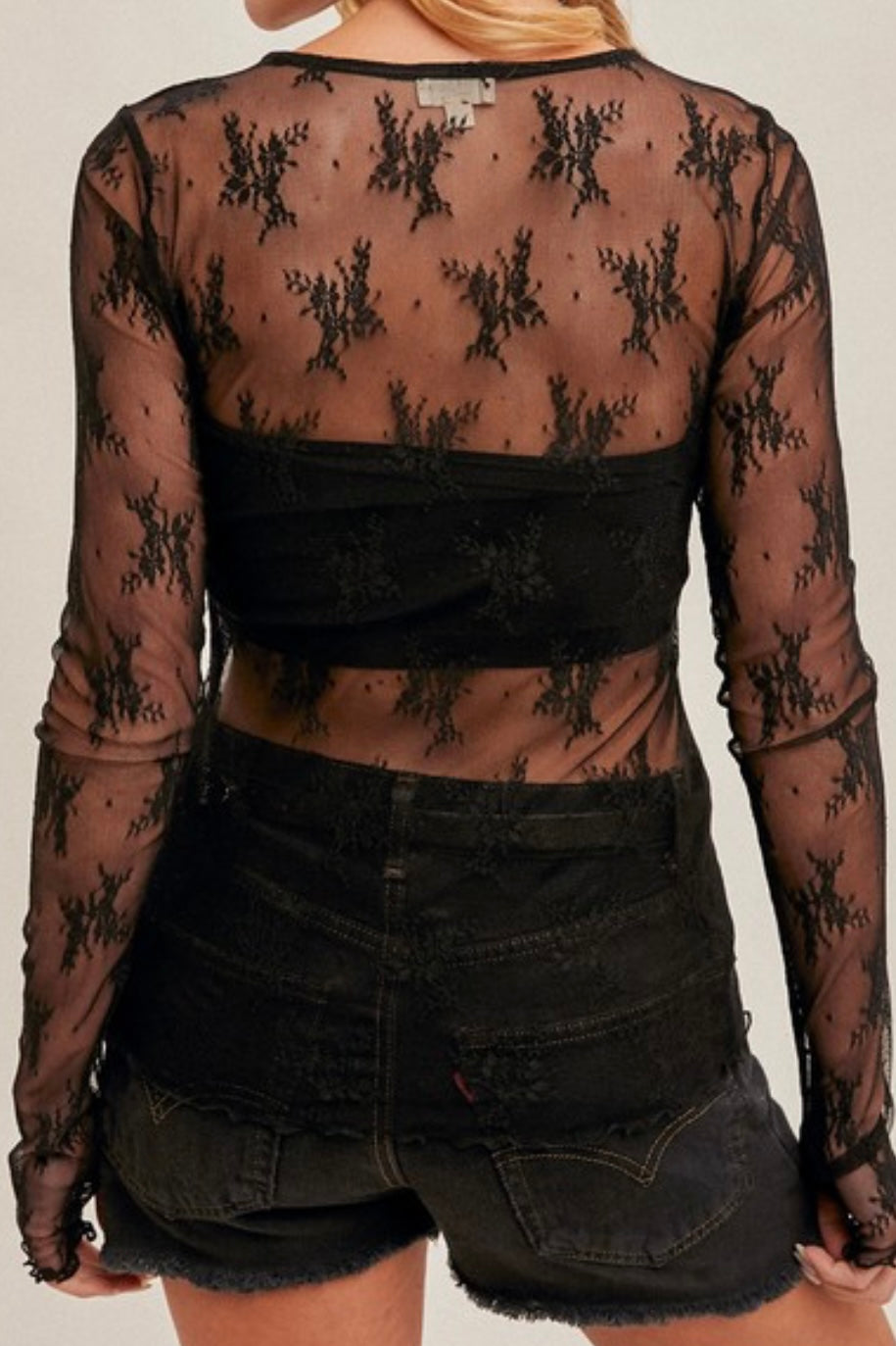Black Mesh Sheer Top