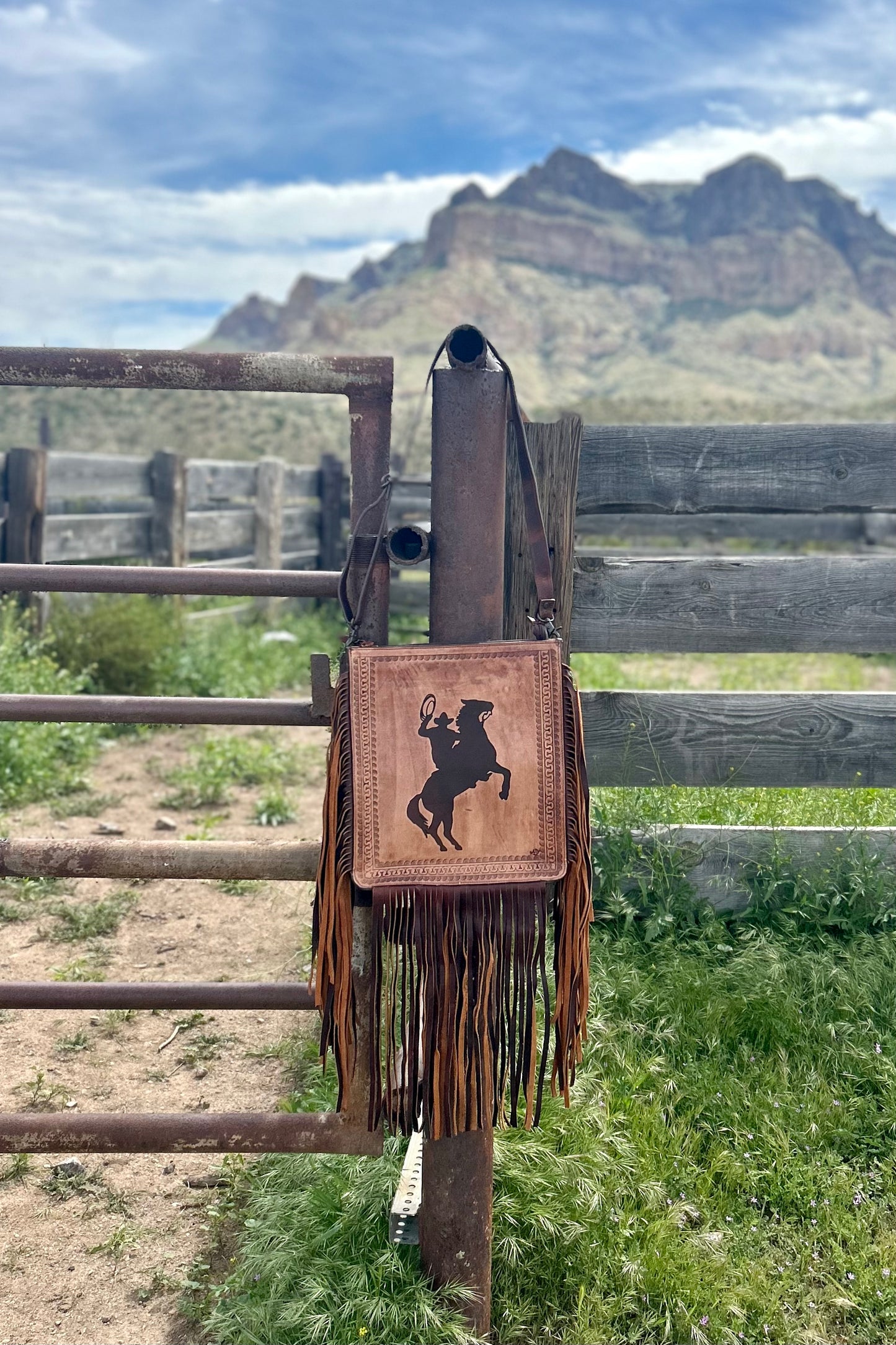 Cowboy Design Leather Purse