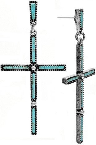 Cross Gemstone Earrings