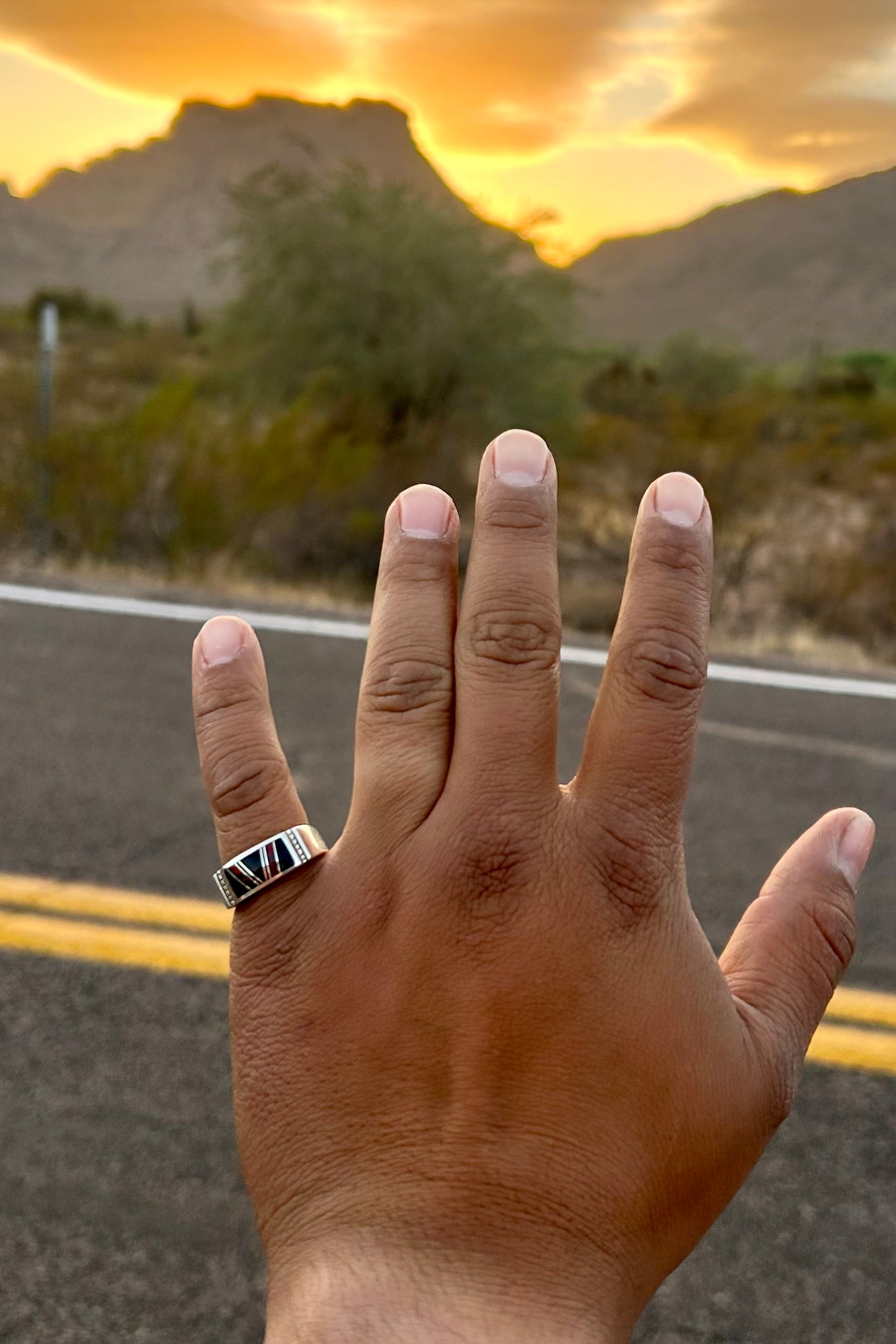 Men’s Black Jet & Opal Ring
