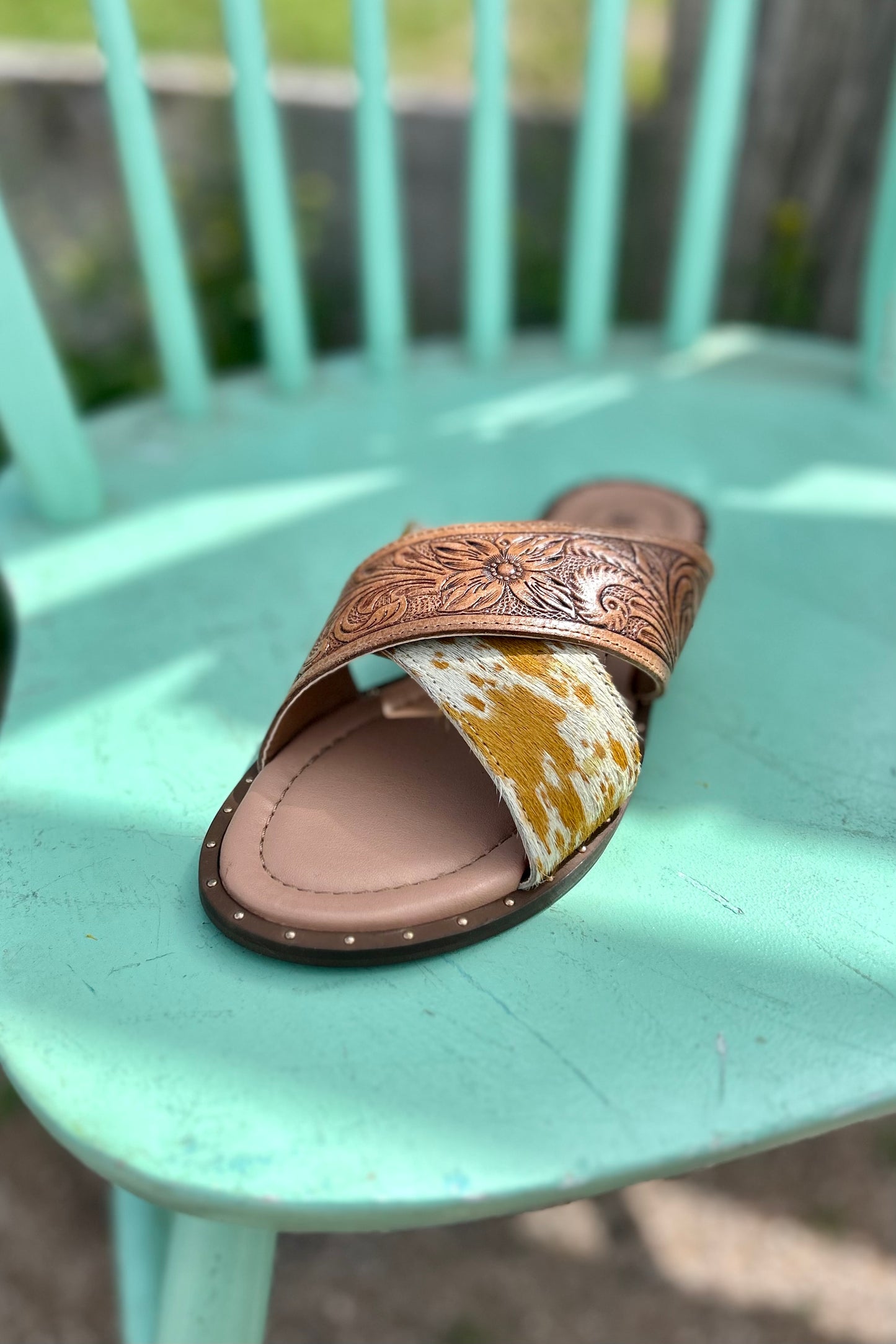 Brown Western Leather Sandals