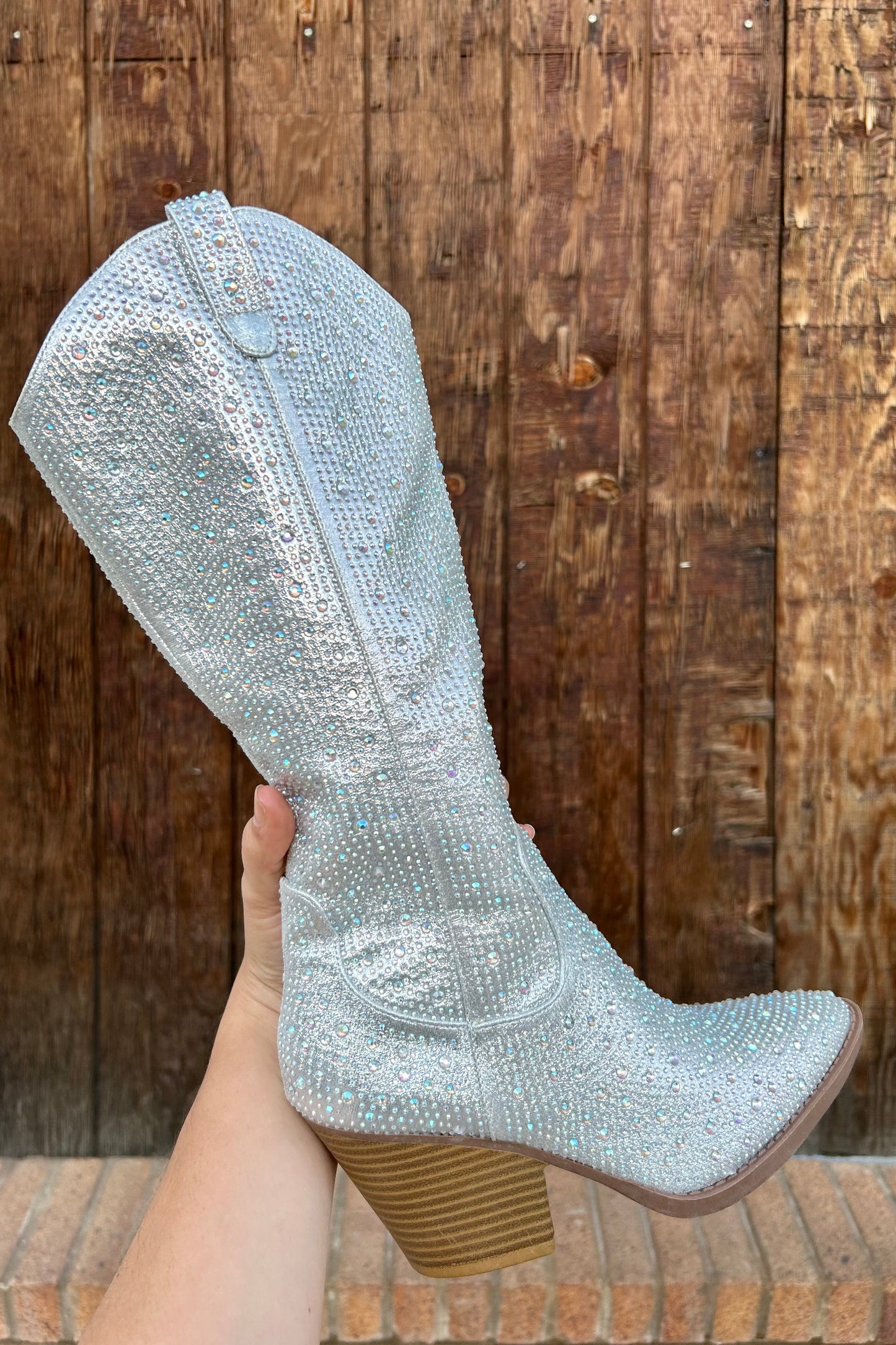 Silver Rhinestone Boots