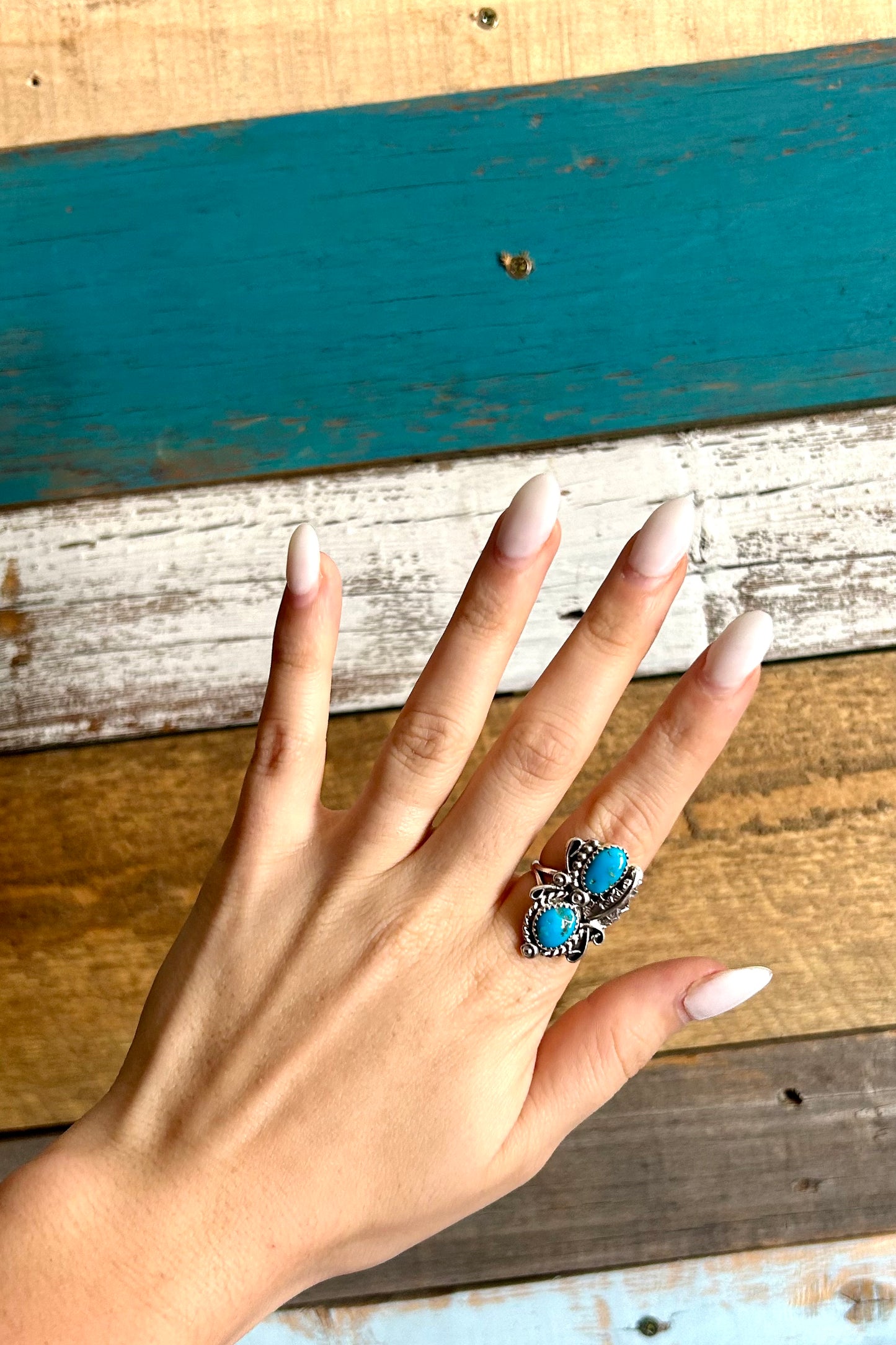 Two Stone Turquoise Ring