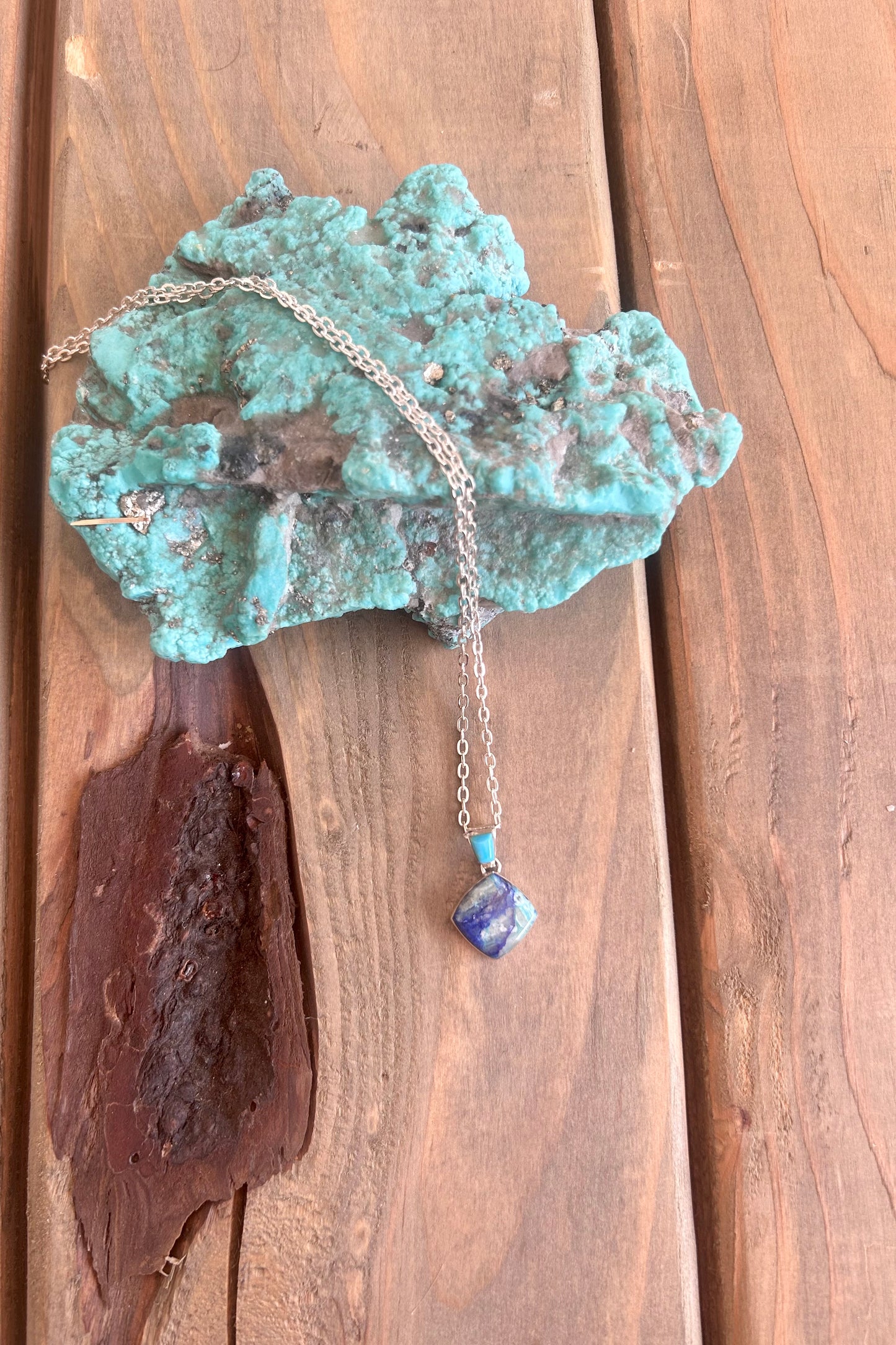 Bluebird Azurite & Sleeping Beauty Pendant