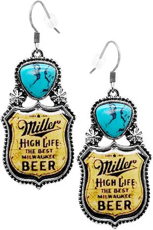 Drink Logo Gemstone Earrings