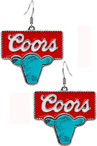 Drink Logo Cow Head Earrings