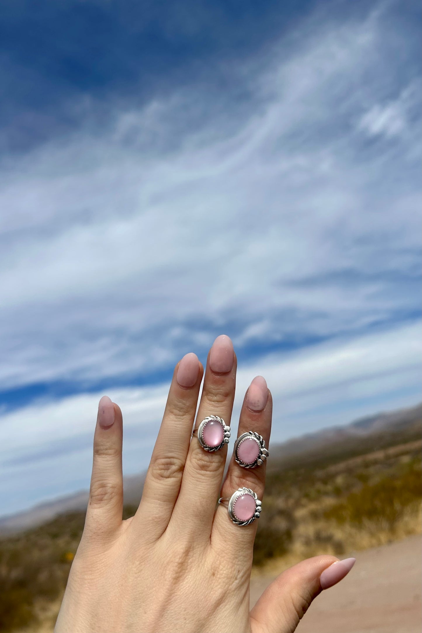 Pink Opal & Silver Ring
