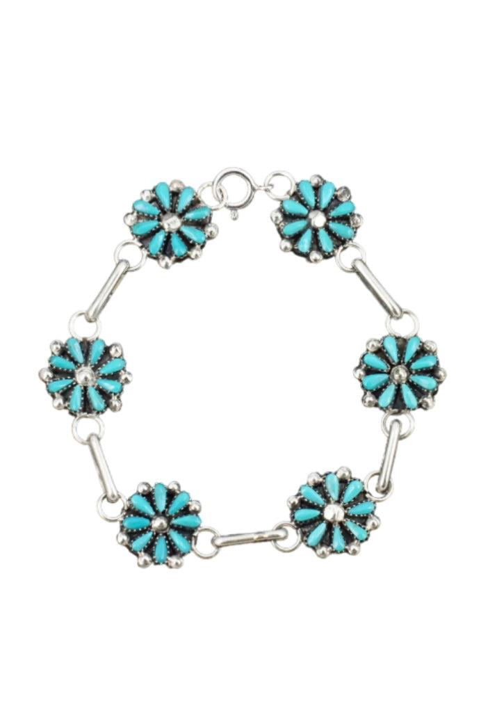 Turquoise & Sterling Silver Link Bracelet