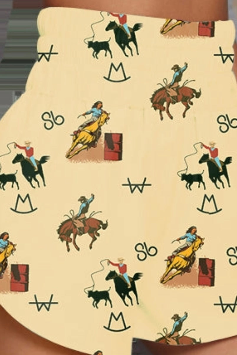 Western Print Shorts