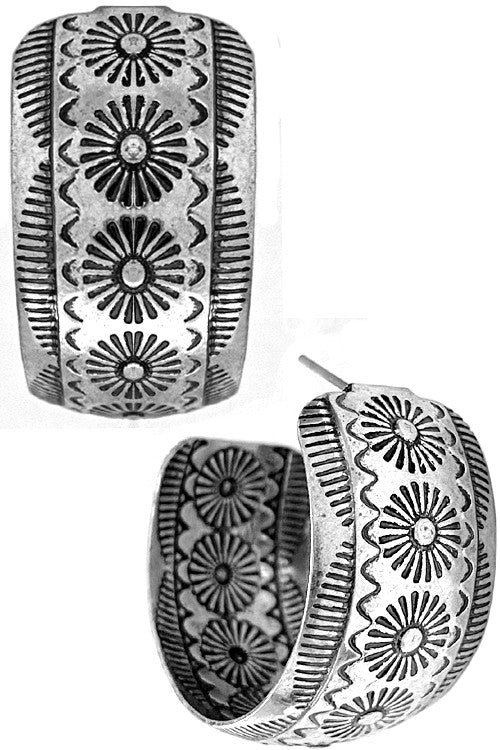 Western Concho Hoop Earring