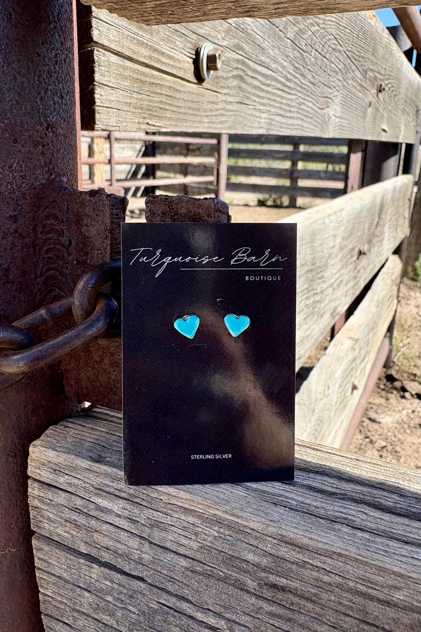 Dainty turquoise heart studs