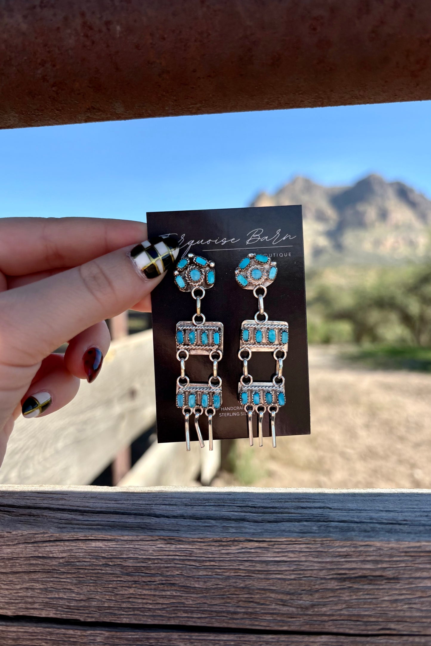 Turquoise dangle studs