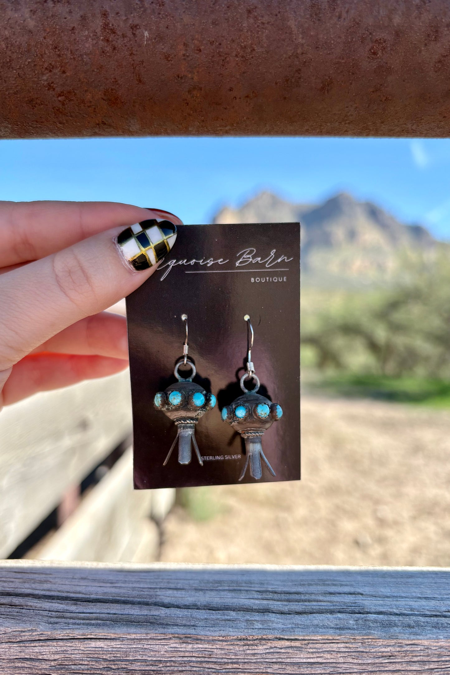 Turquoise squash blossom dangles