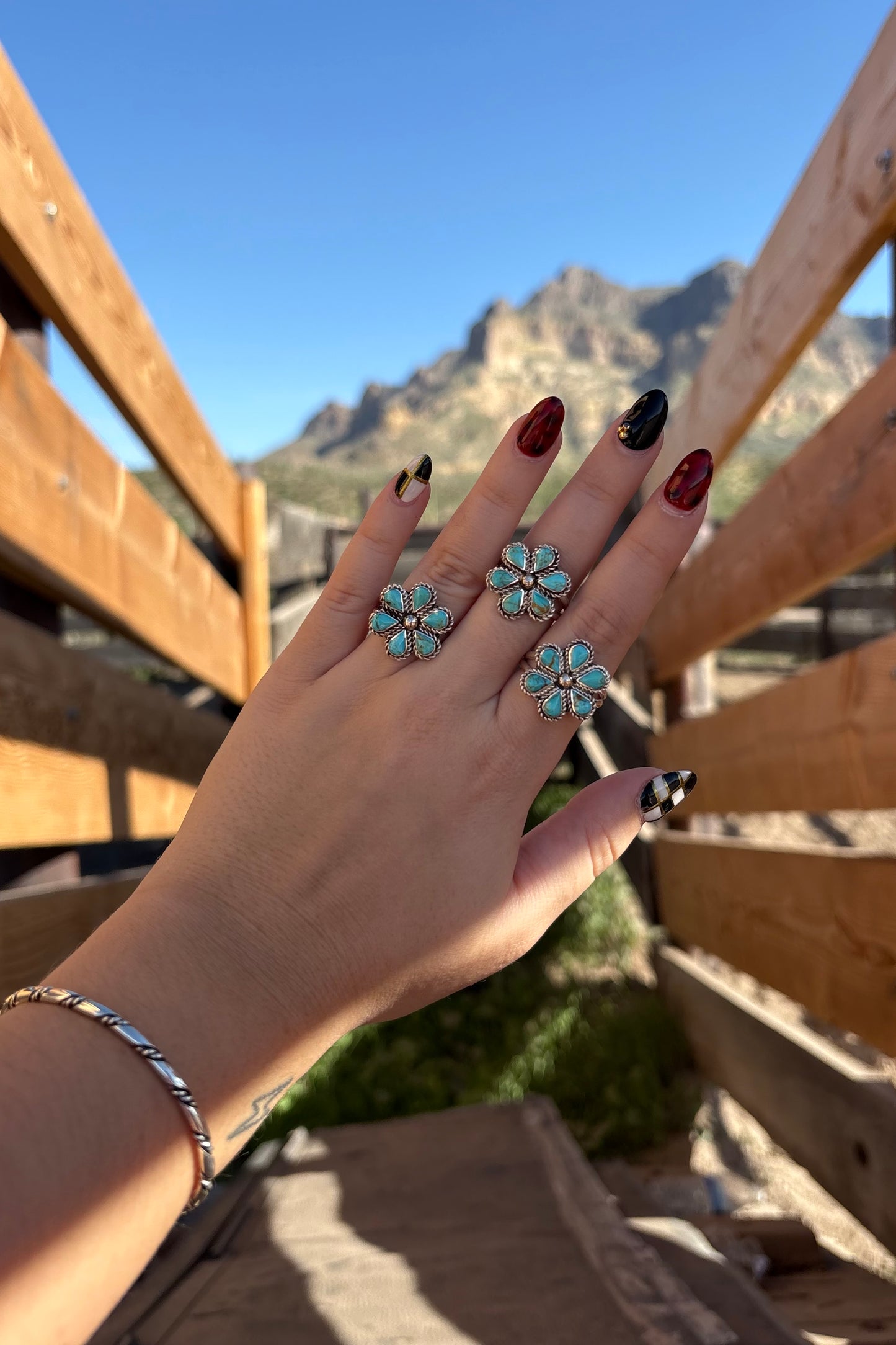 Turquoise Flower cluster ring