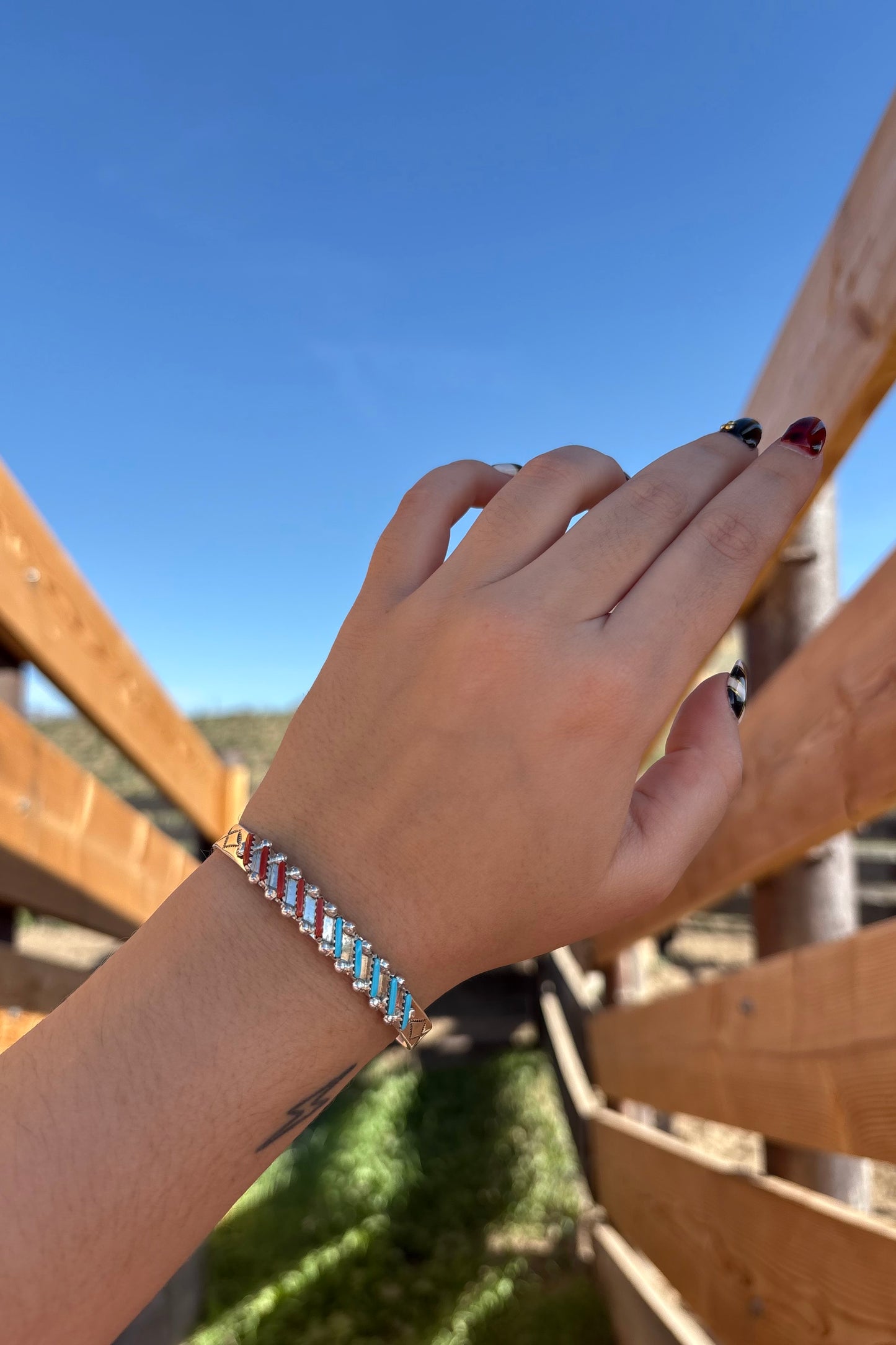 Turquoise/ Coral cuff