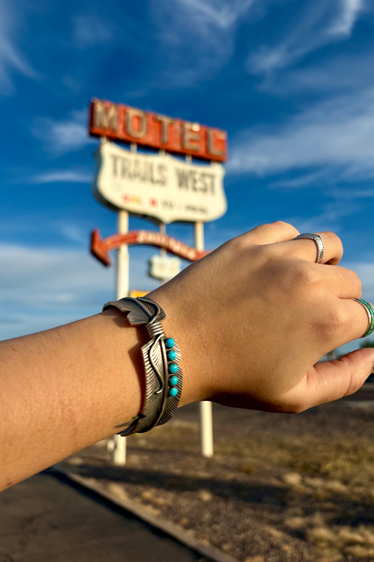 Turquoise feather cuff