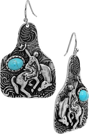 Western Rodeo Cattle Earrings