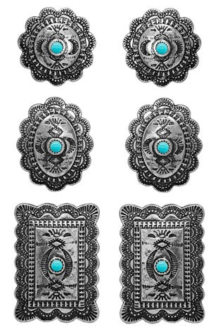Western Turquoise Concho Stud Set