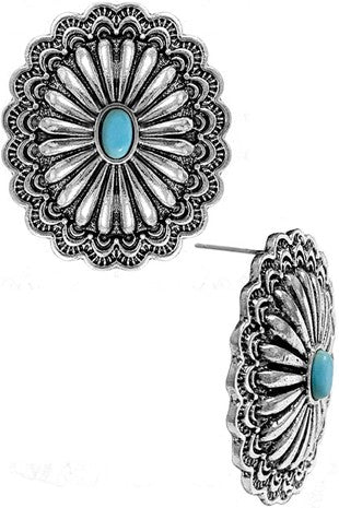 Flower Concho Stud Earrings