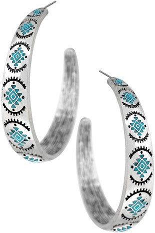 Aztec Hoop Earrings