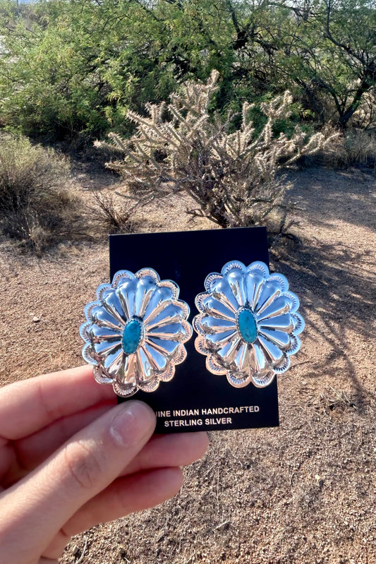 Turquoise Concho Earrings