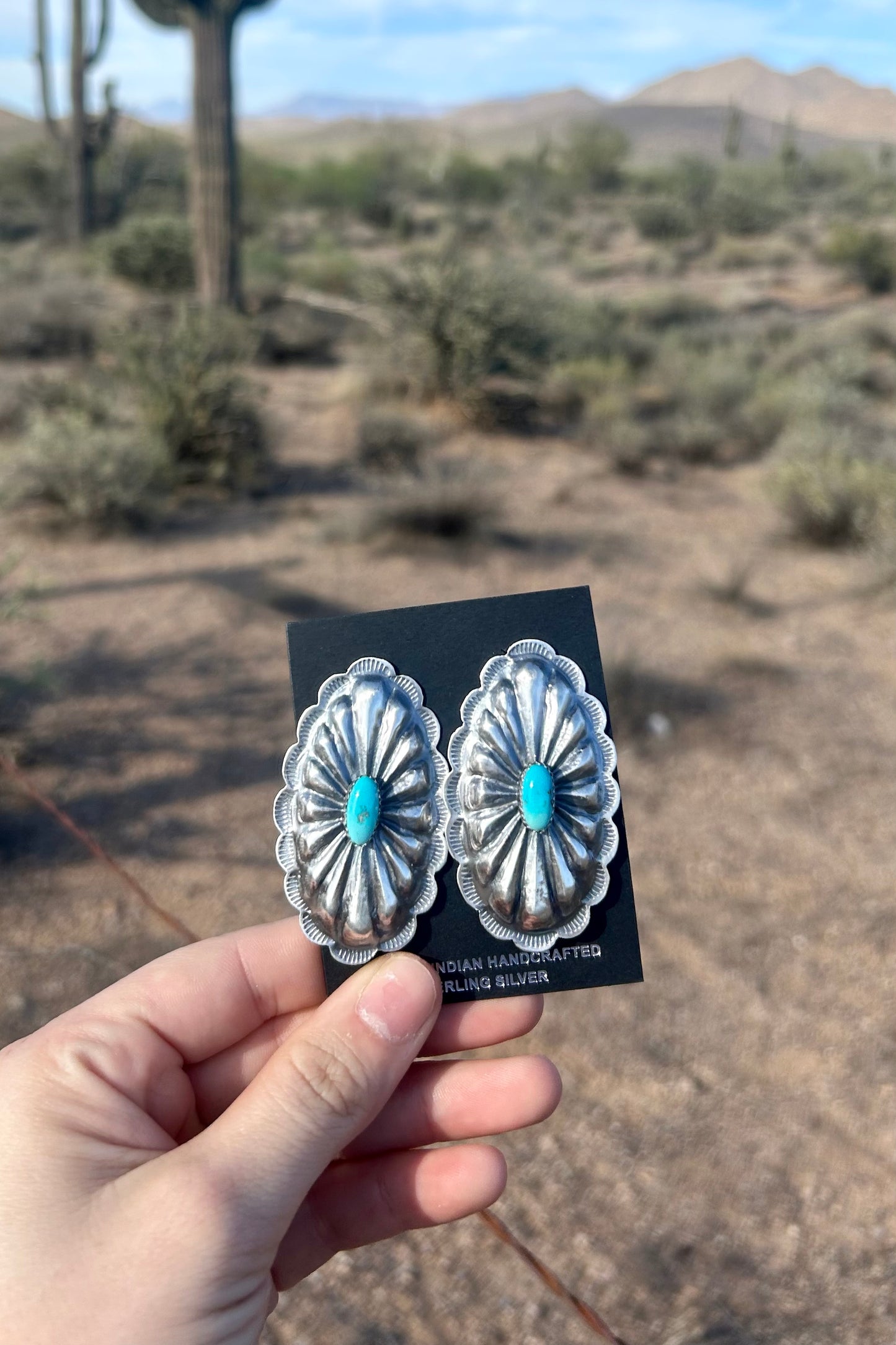 Navajo Concho Turquoise Earrings