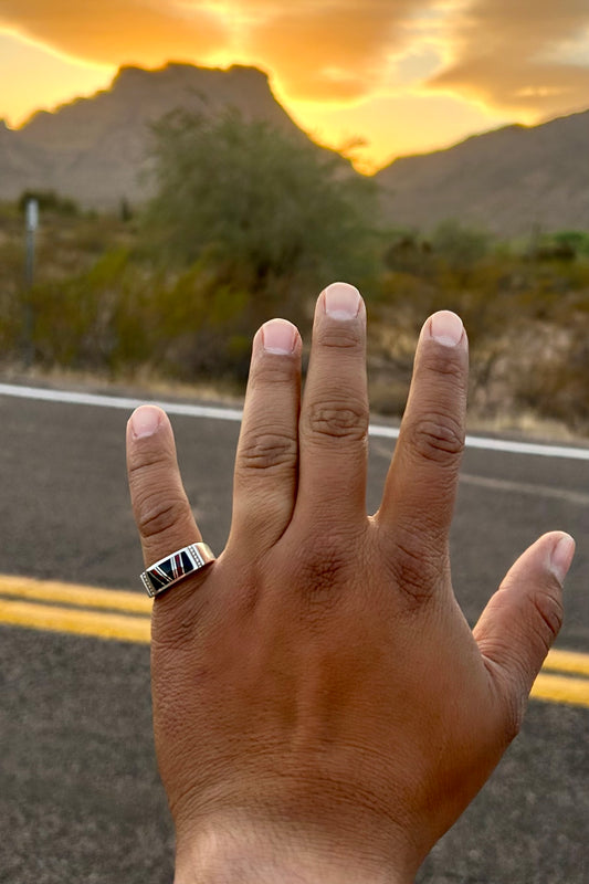 Men’s Black Jet & Opal Ring