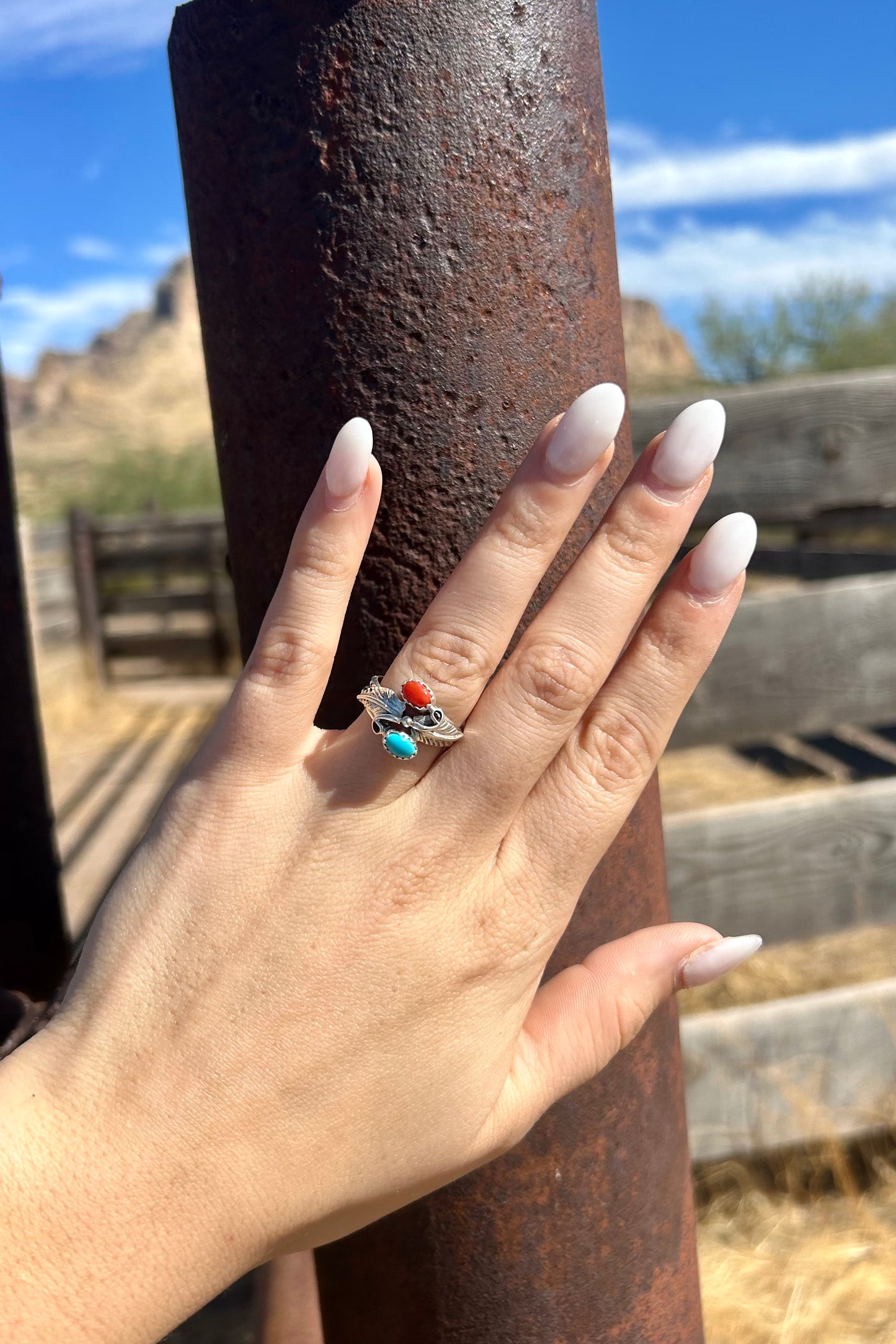 Coral & Turquoise Ring