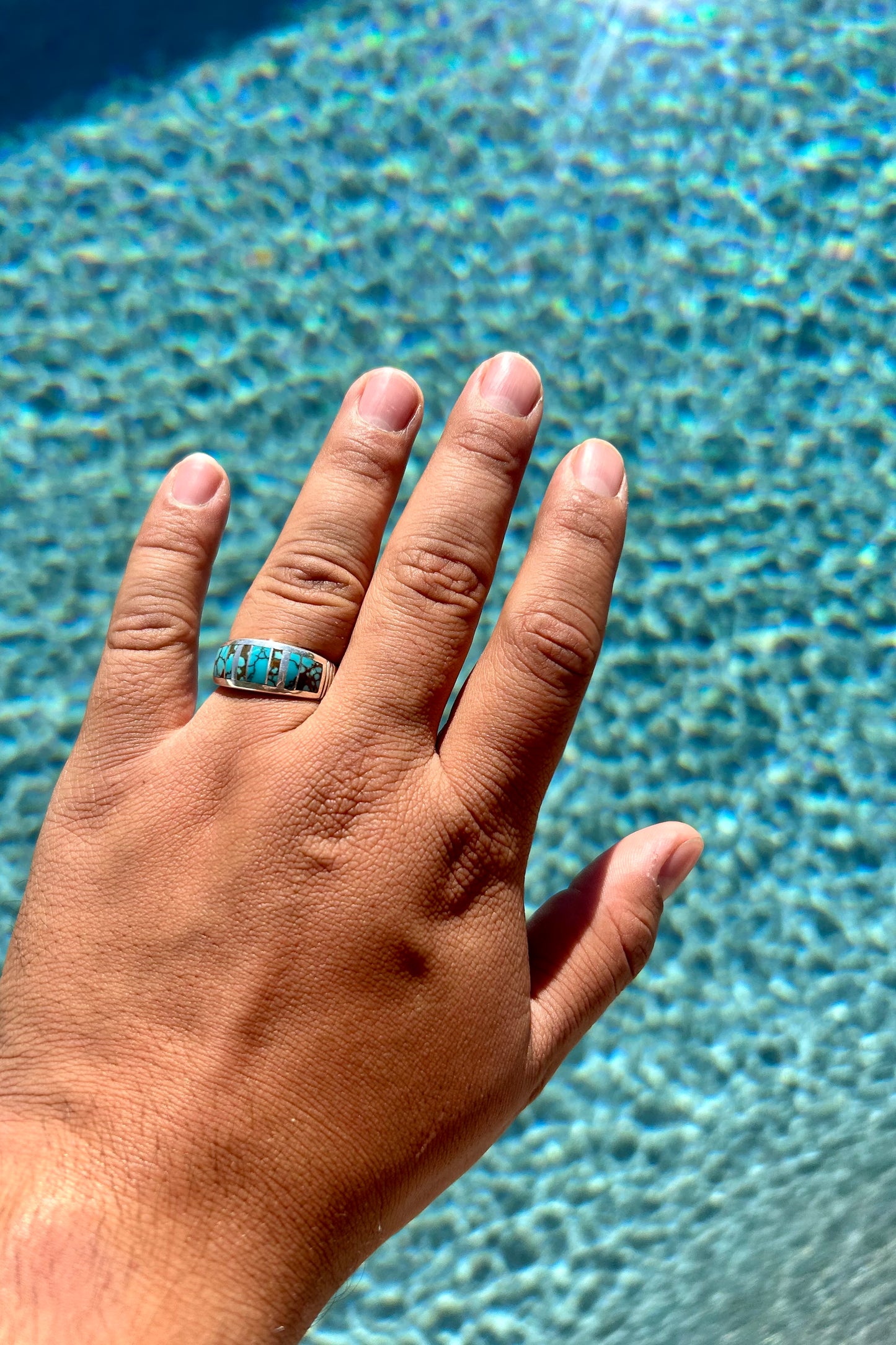 #8 Spiderweb Nevada Turquoise MENS Ring