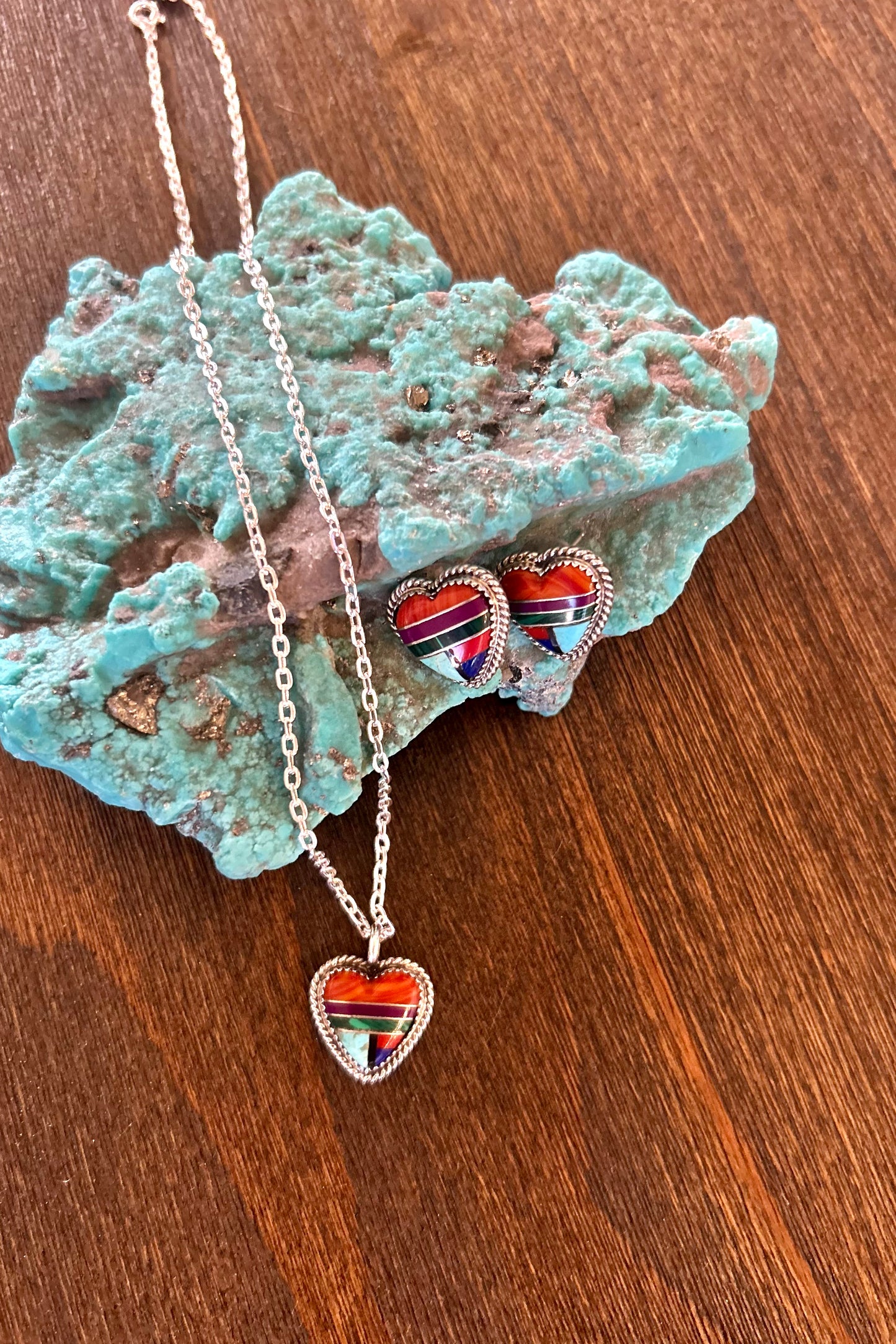 Navajo Inlaid Heart Set