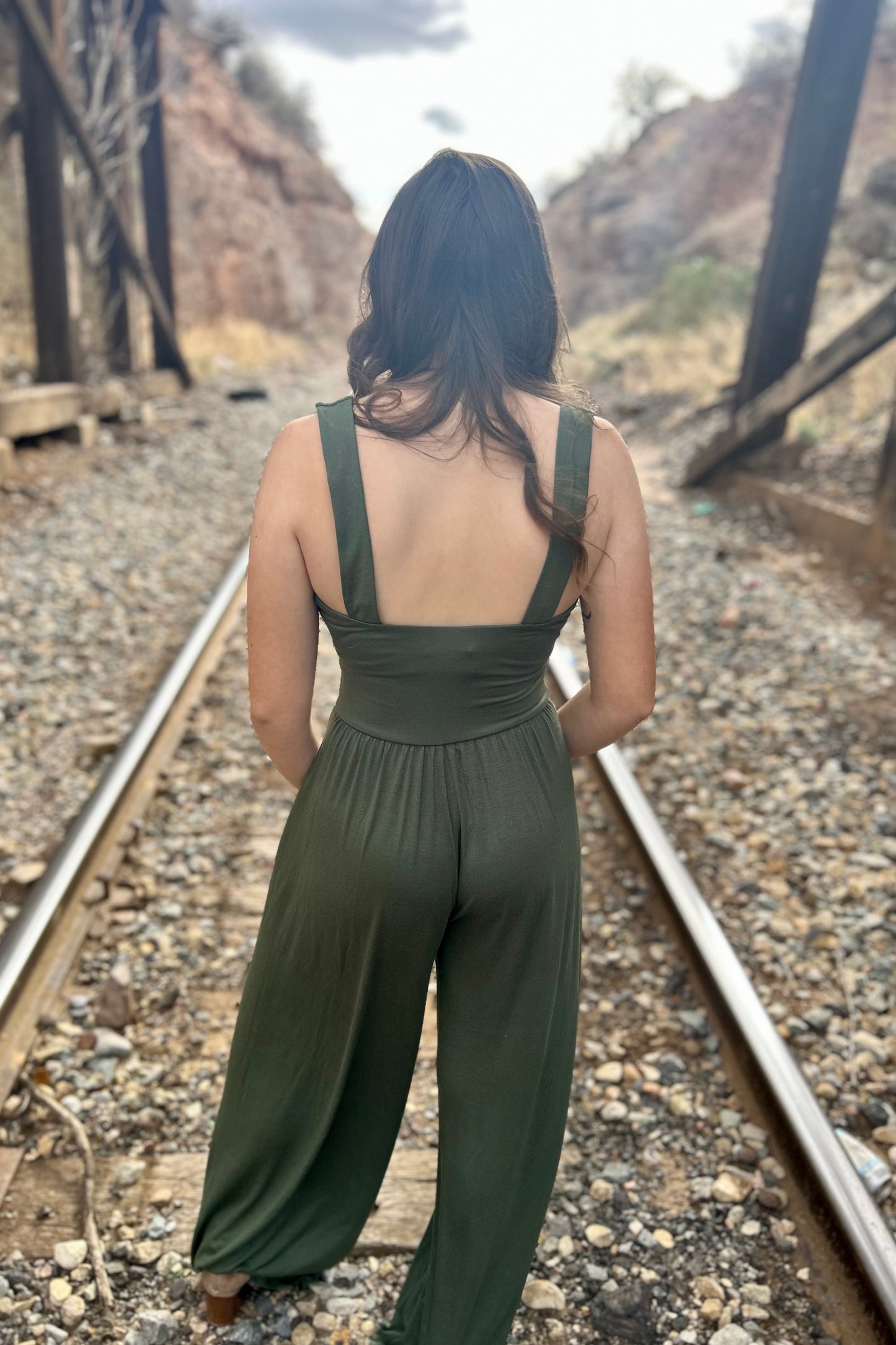 Lily Cargo Green Jumpsuit