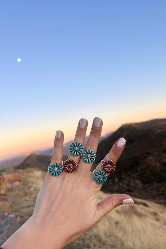 Turquoise & Coral Rings