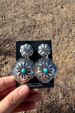 TURQUOISE FAVORITES ❖ Dangle Concho Turquoise Earrings