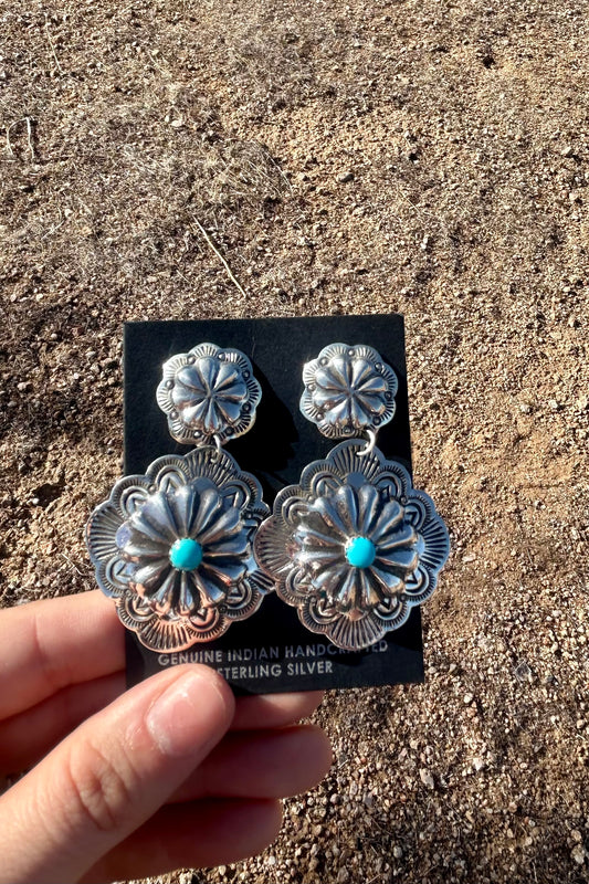 Dangle Concho Turquoise Earrings