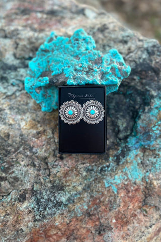 EVERYDAY TURQUOISE ❖ Navajo Turquoise Silver Concho Earrings