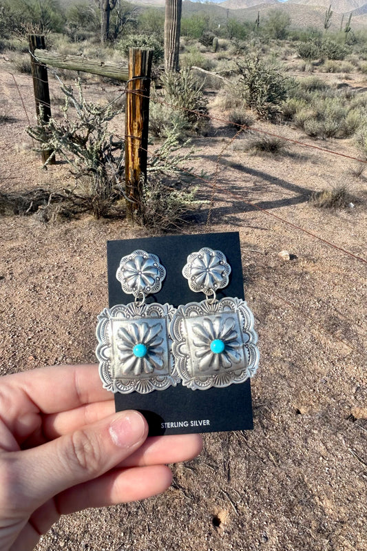 Dangle Concho Turquoise Earrings