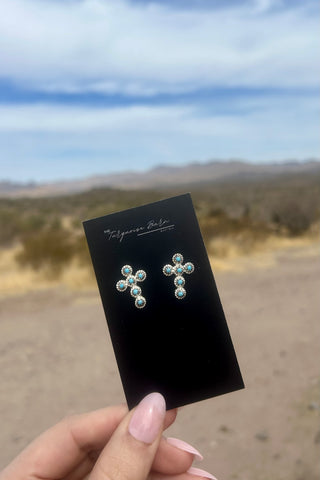 FAITHFUL ❖ Turquoise Cross Earrings