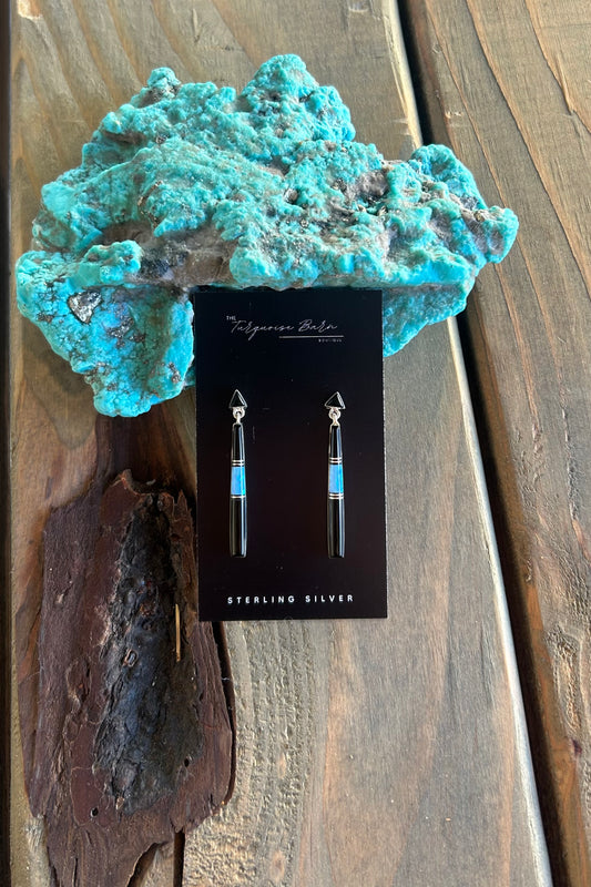 Black Jet & Opal Inlay Earrings