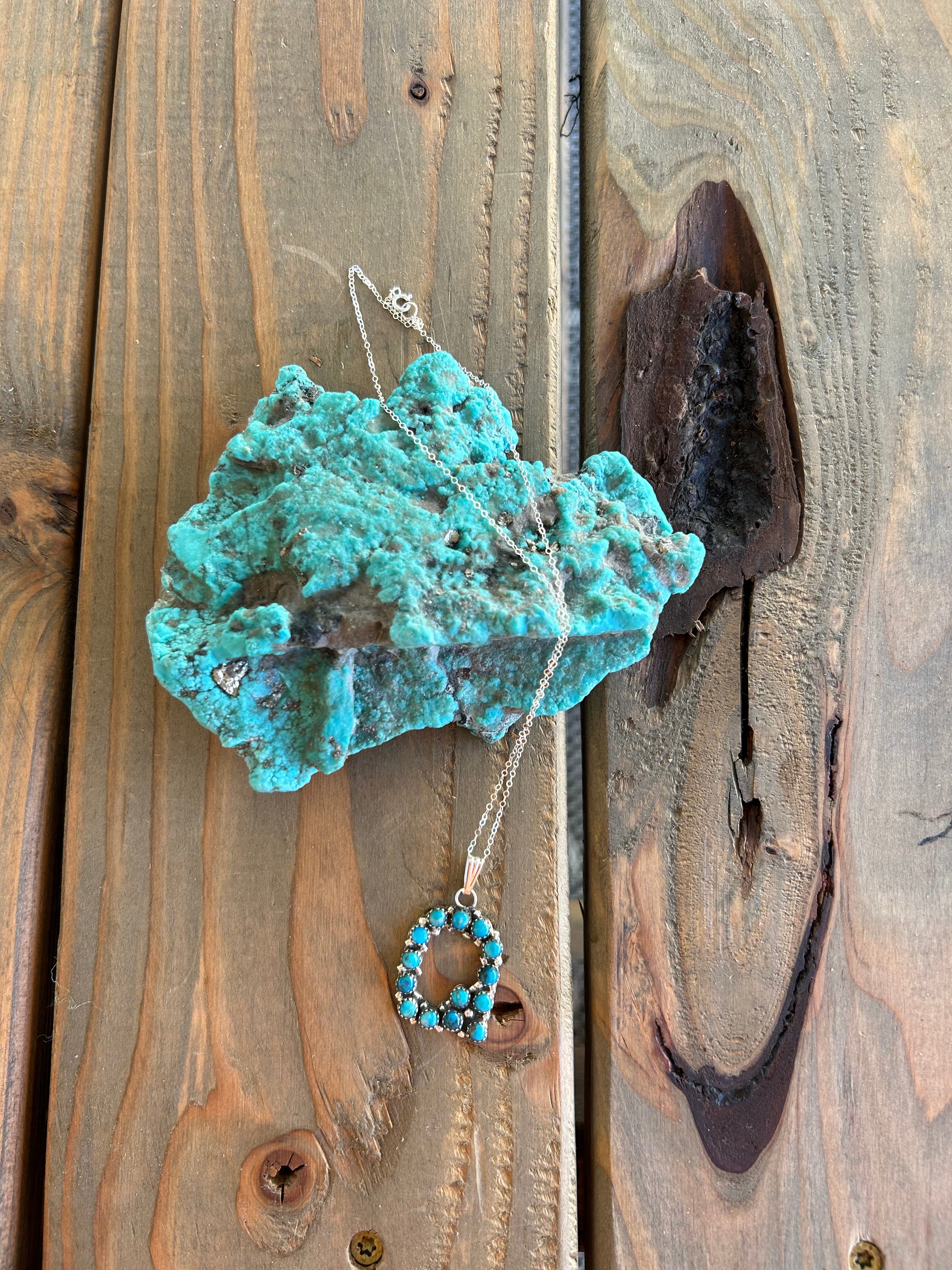 Genuine Turquoise online Inital Pendant and Sterling Silver Necklace