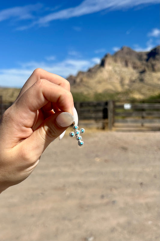 Tiny Turquoise Cross Pendant