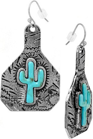 Cactus Cattle Tag Earrings