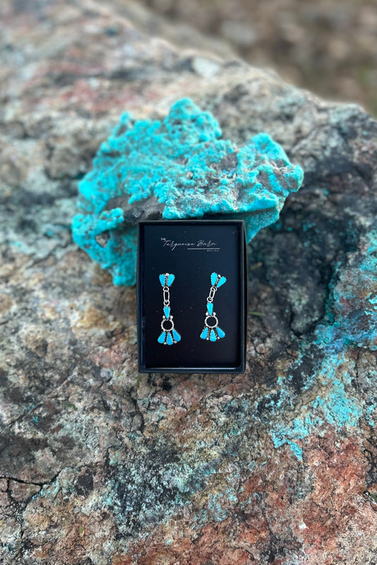 Zuni Turquoise Petal Design Sterling Silver Earrings