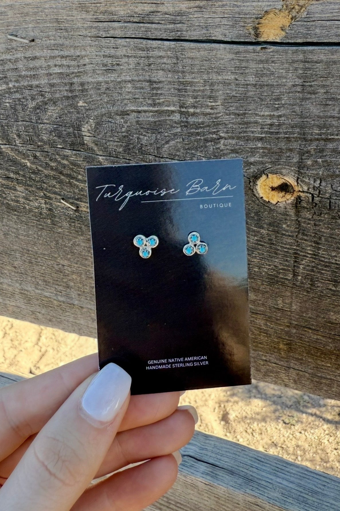 Tiny Three Stone Turquoise Stud