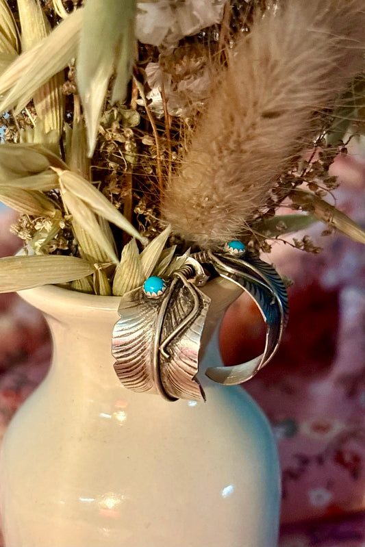 FREE SPIRIT ❖ Turquoise Feather Hoop Earrings