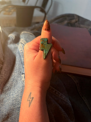 BOLT OF TURQUOISE ❖ Adjustable Lightning Bolt Ring