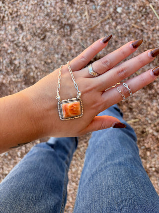 SUNSET STONE ❖ Orange Spiny Stone Necklace