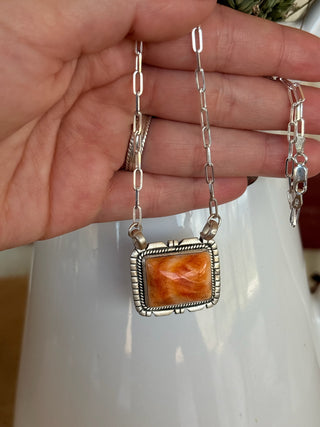 SUNSET STONE ❖ Orange Spiny Stone Necklace