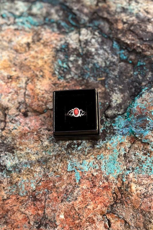 Coral & Sterling Silver Ring