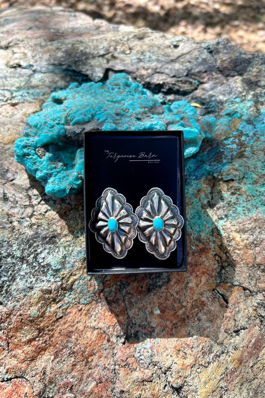 Concho Turquoise & Sterling Silver Earrings